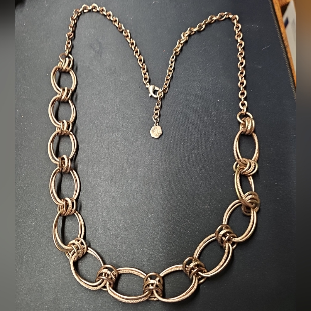 RJ Graziano Silver Gold Tone Large Small Circle Link Chain Necklace 75$
